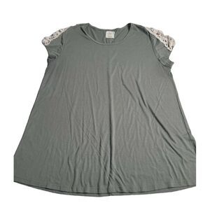 3161 Grace & Emma‎ Green Knitted Sleeve Top Women's Large